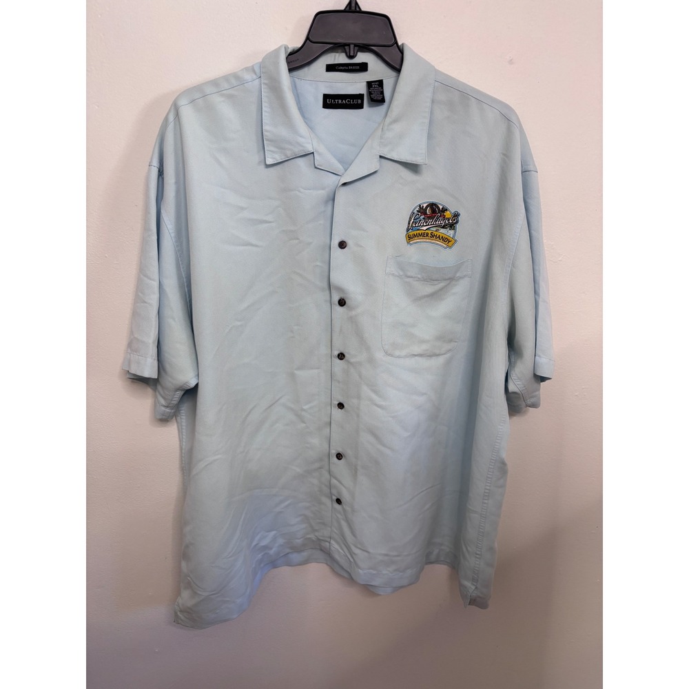 UltraClub Cabana Breeze Leinenkugels Summer Shandy Shirt Mens 2XL Blue Button Up